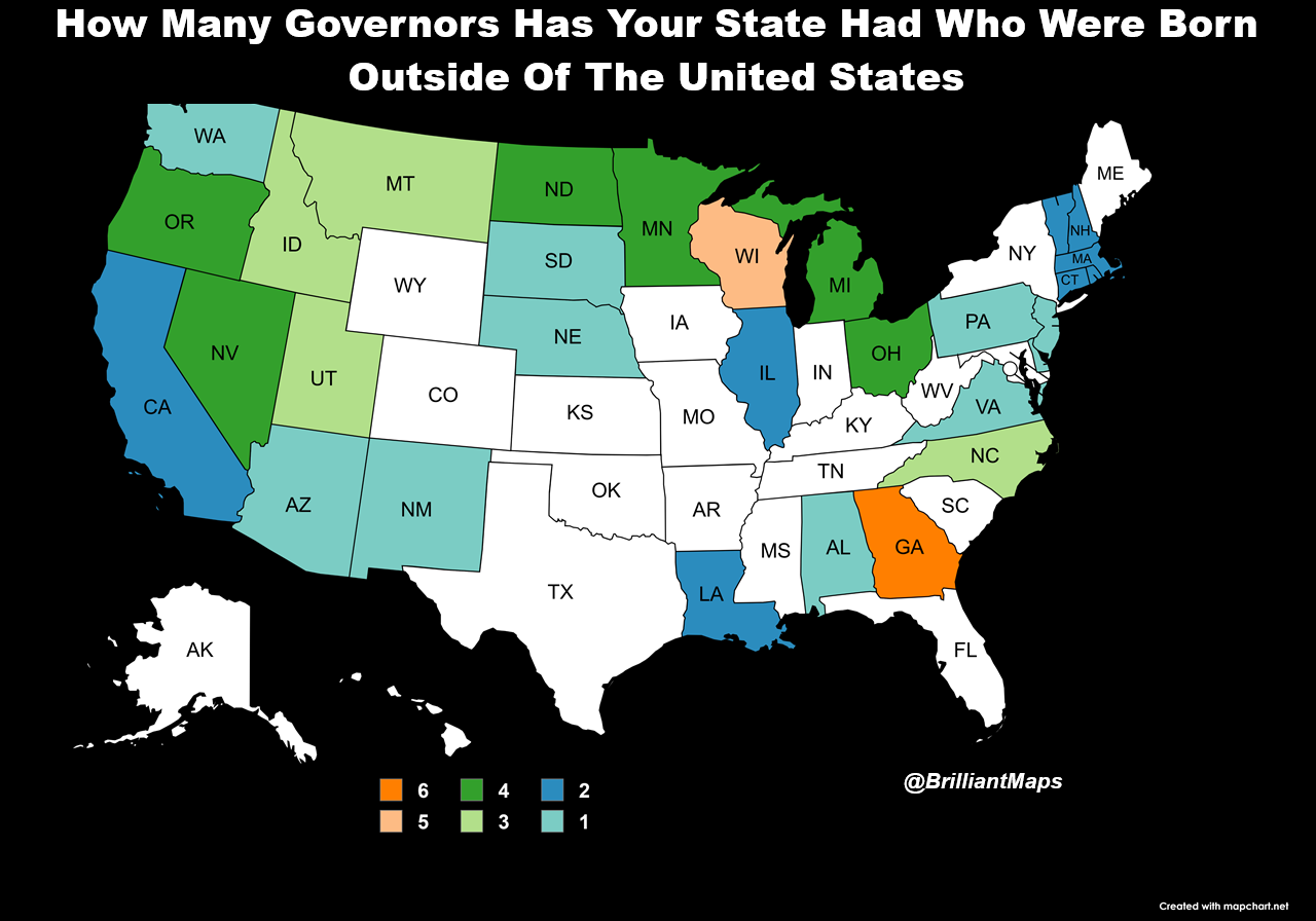 How Many Governors Has Your State Had Who Were Born Outside Of The United States