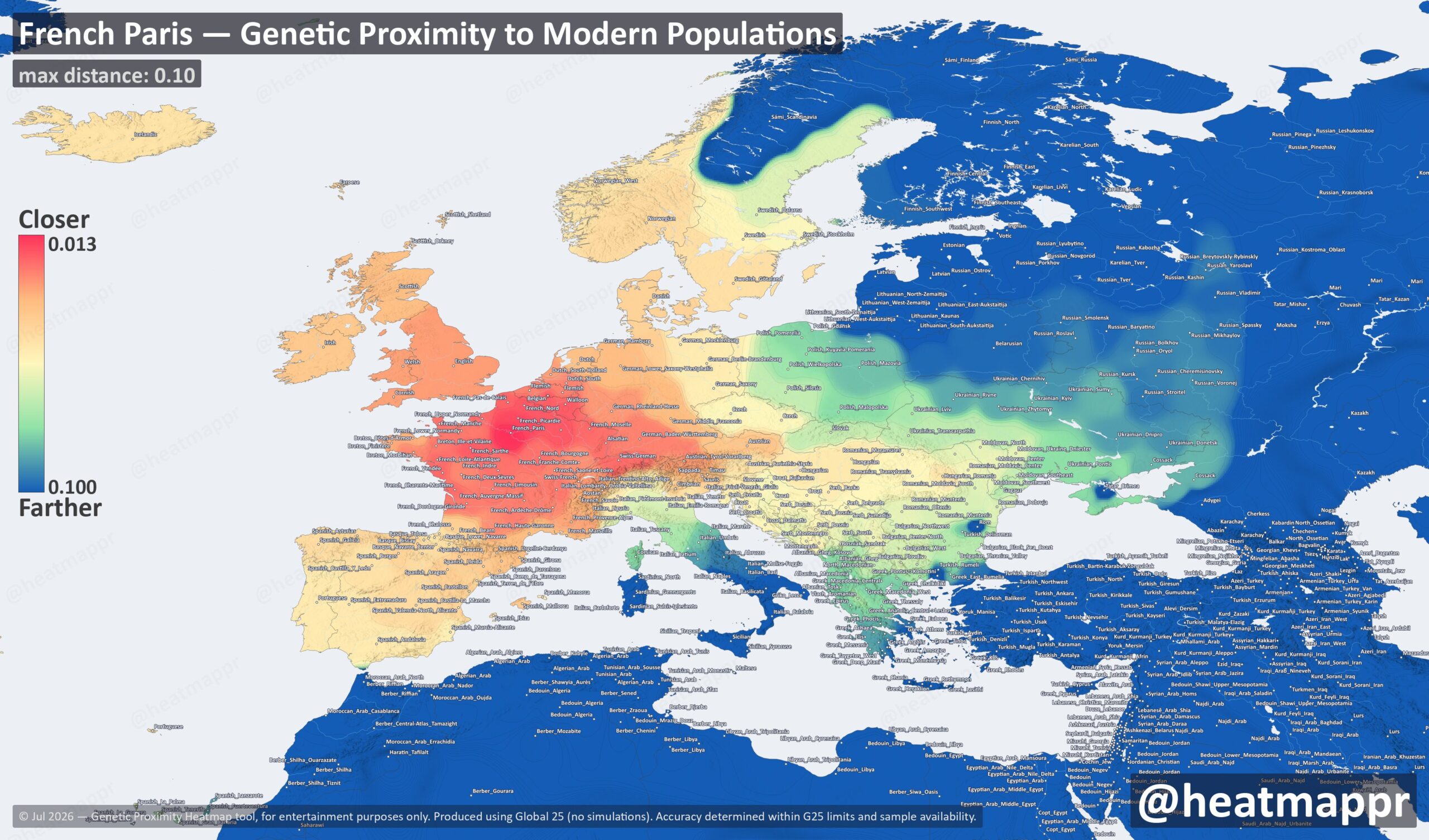 Paris French DNA Heatmap