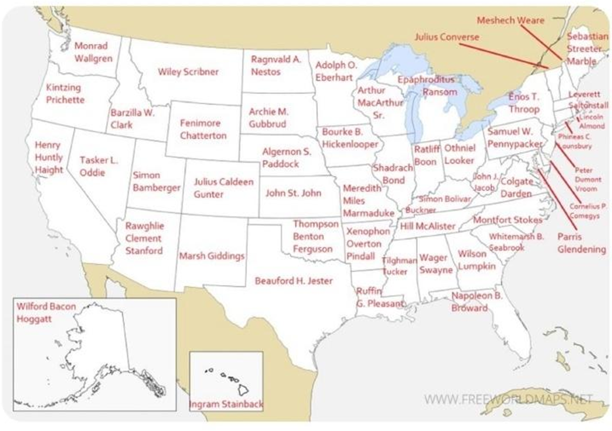 Funniest named governor in each state's hisotry