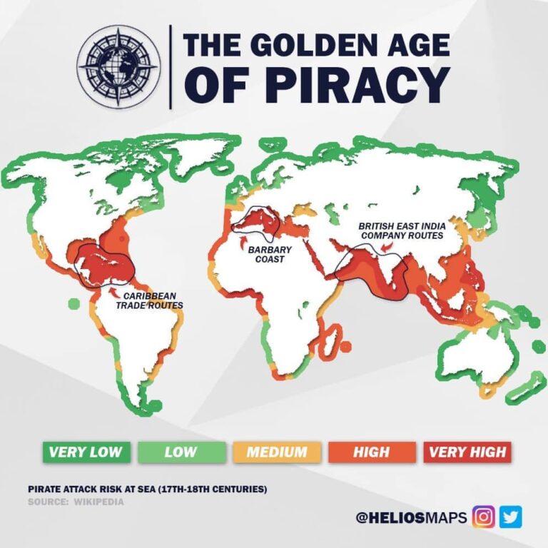 Pirate Attack Risk During The Golden Age of Piracy - Brilliant Maps