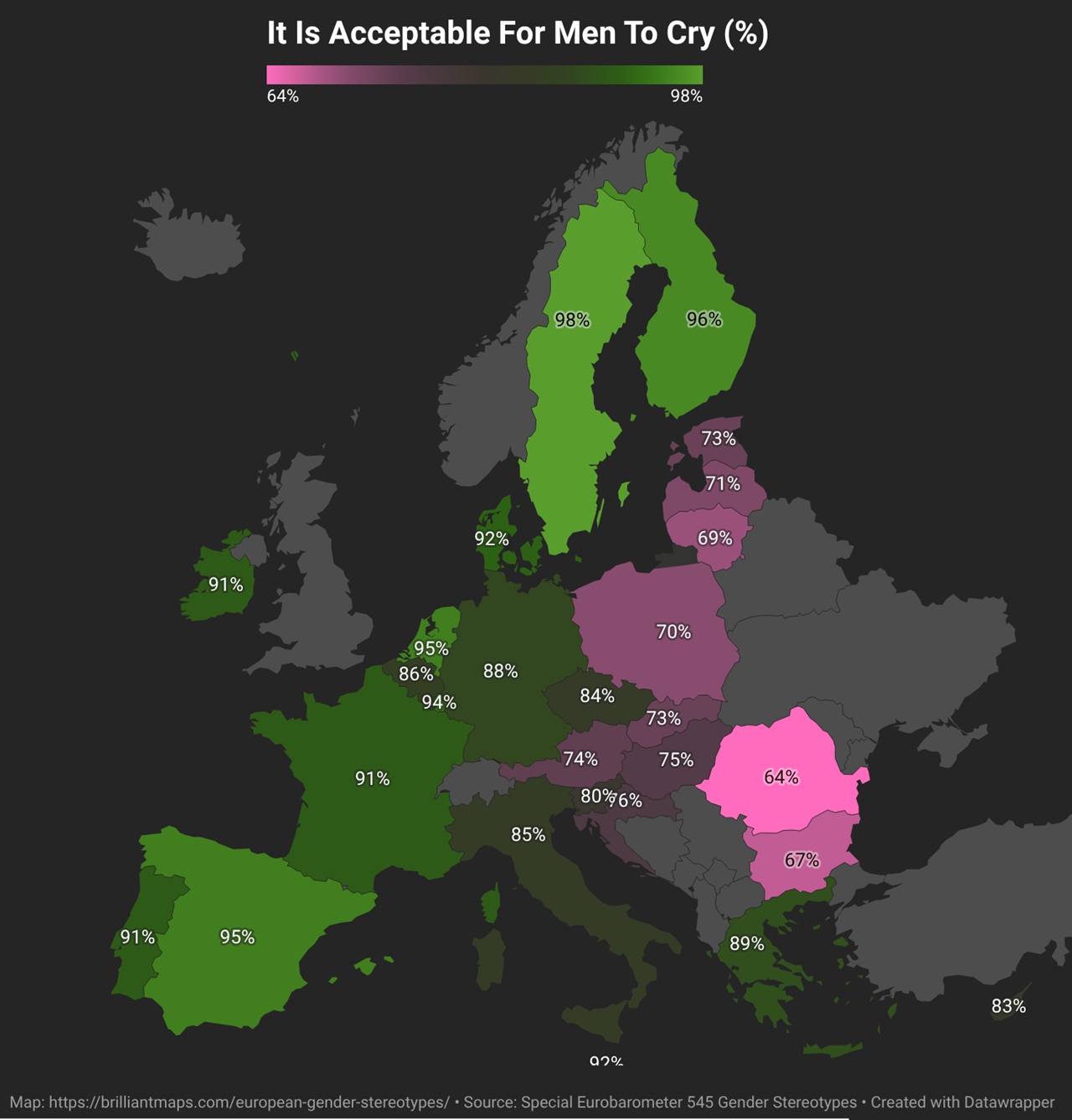 It is acceptable for men to cry map of Europe