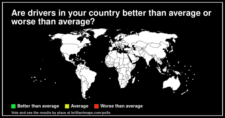 Are drivers in your country better than average or worse than average? (map poll)