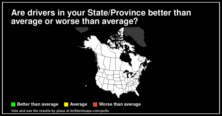 Are drivers in your State/Province better than average or worse than average? (map poll)