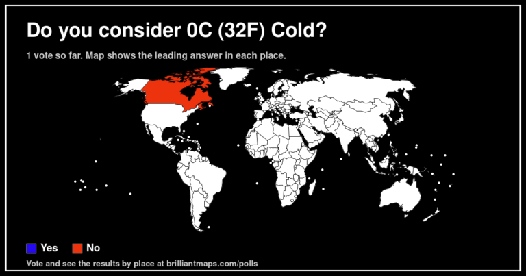 Do you consider 0C (32F) Cold? (map poll)