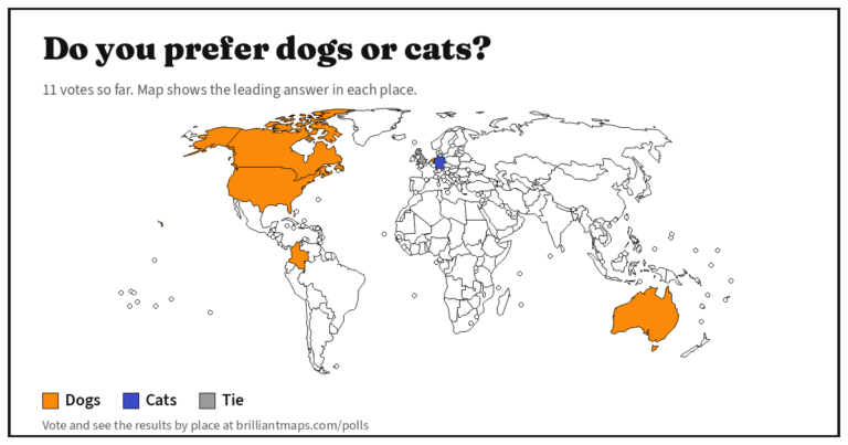 Do you prefer dogs or cats? (map poll)