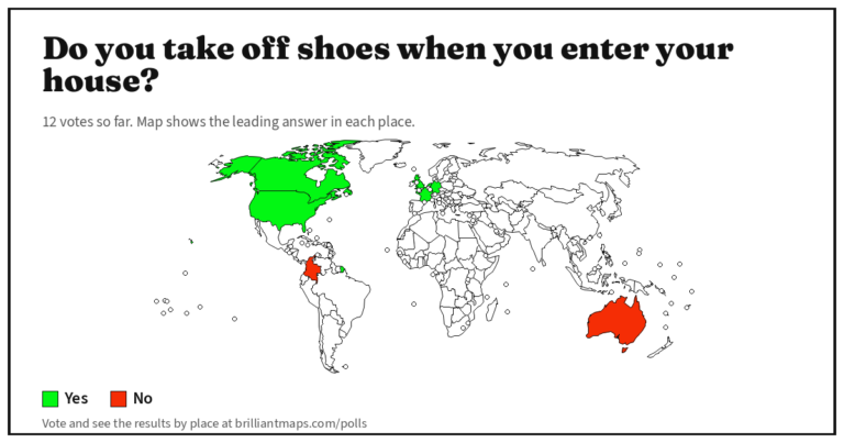 Do you take off shoes when you enter your house? (map poll)