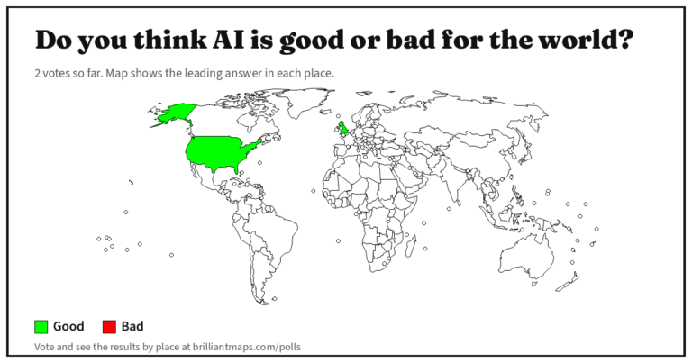 Do you think AI is good or bad for the world? (map poll)