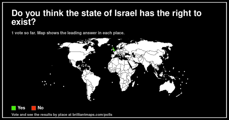 Do you think the state of Israel has the right to exist? (map poll)