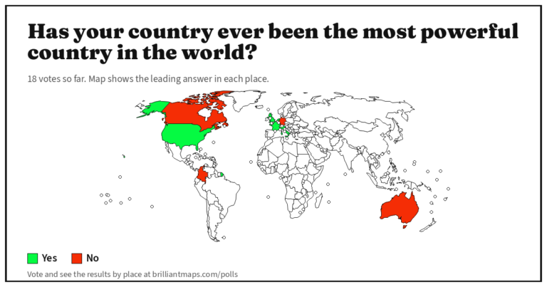 Has your country ever been the most powerful country in the world? (map poll)