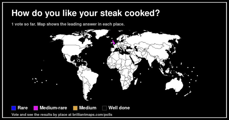 How do you like your steak cooked? (map poll)