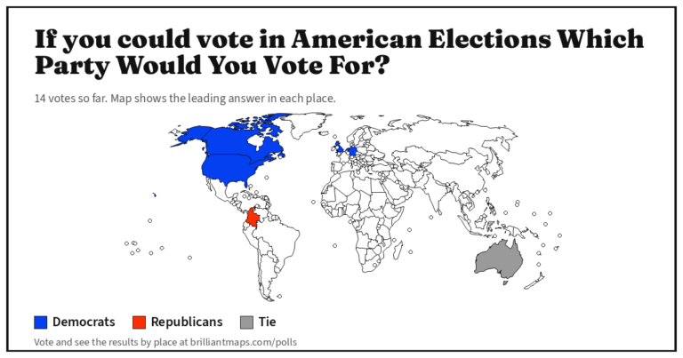 If you could vote in American Elections Which Party Would You Vote For? (map poll)