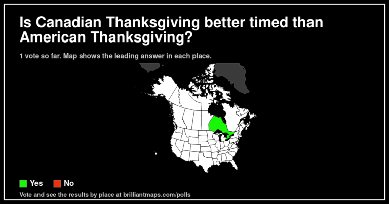 Is Canadian Thanksgiving better timed than American Thanksgiving? (map poll)