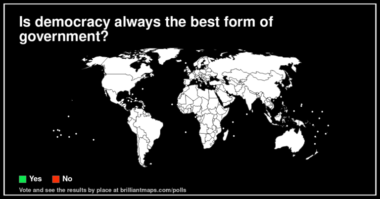 Is democracy always the best form of government? (map poll)