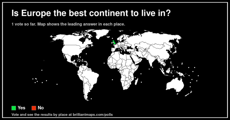 Is Europe the best continent to live in? (map poll)