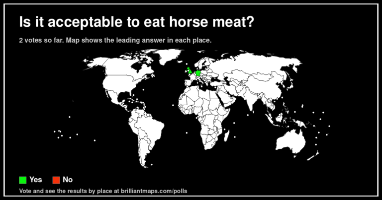 Is it acceptable to eat horse meat? (map poll)
