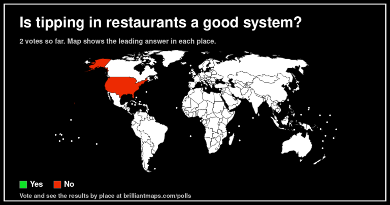 Is tipping in restaurants a good system? (map poll)