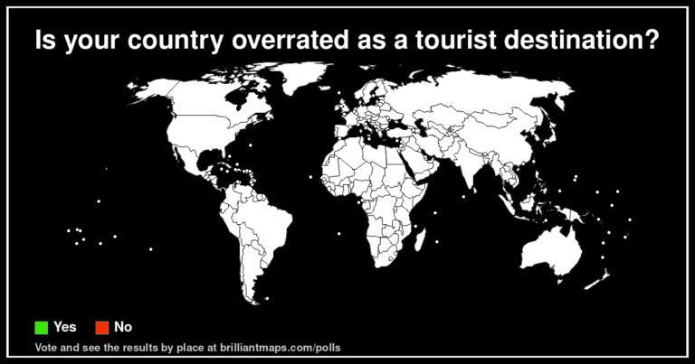 Is your country overrated as a tourist destination? (map poll)