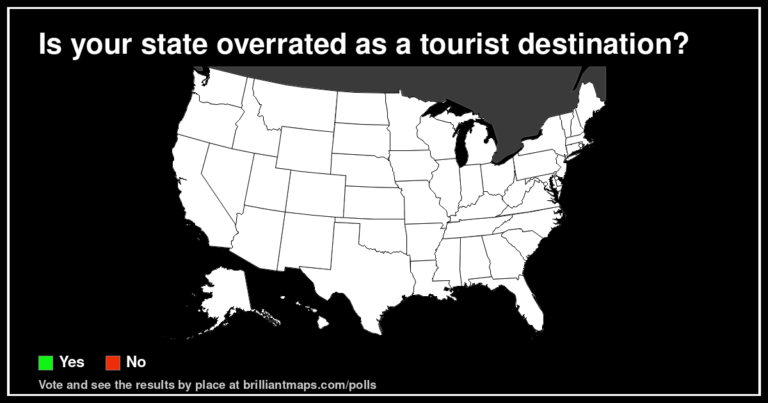 Is your state overrated as a tourist destination? (map poll)
