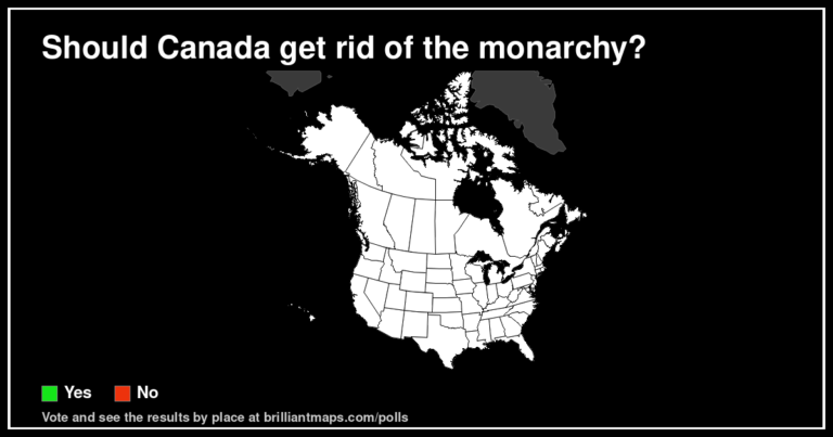 Should Canada get rid of the monarchy? (map poll)