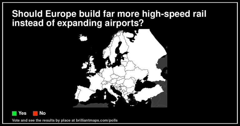 Should Europe build far more high-speed rail instead of expanding airports? (map poll)
