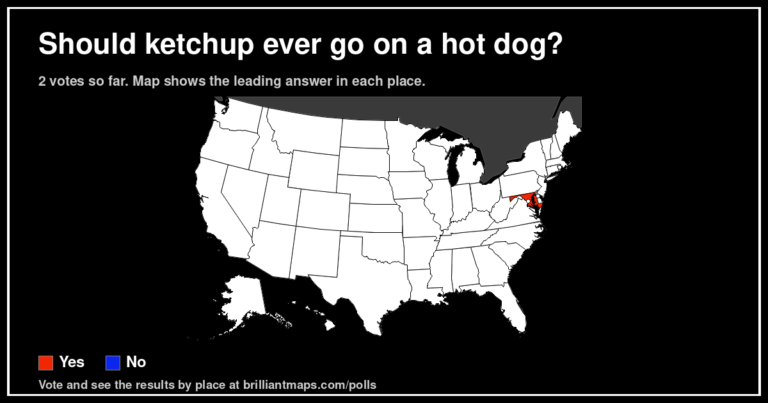 Should ketchup ever go on a hot dog? (map poll)