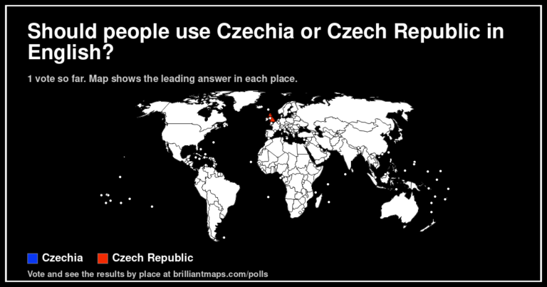 Should people use Czechia or Czech Republic in English? (map poll)