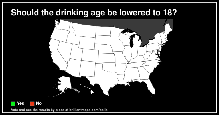 Should the drinking age be lowered to 18? (map poll)