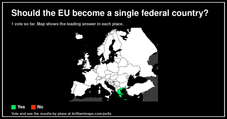 Should the EU become a single federal country? (map poll)