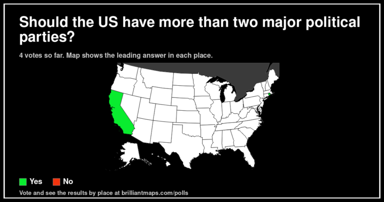 Should the US have more than two major political parties? (map poll)