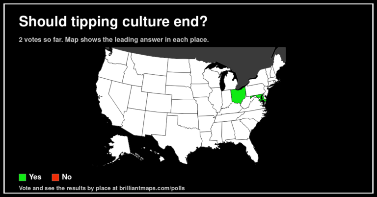 Should tipping culture end? (map poll)