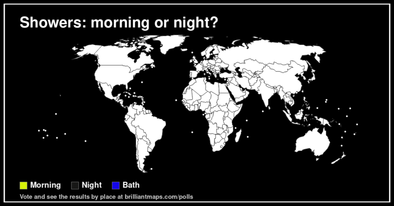 Showers: morning or night? (map poll)