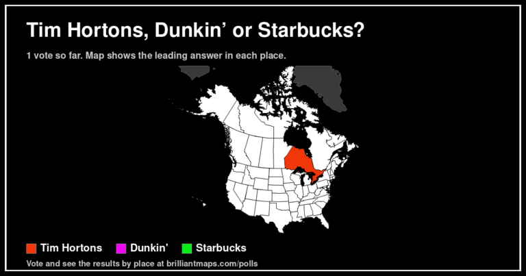 Tim Hortons, Dunkin’ or Starbucks? (map poll)