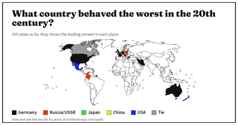What country behaved the worst in the 20th century? (map poll)