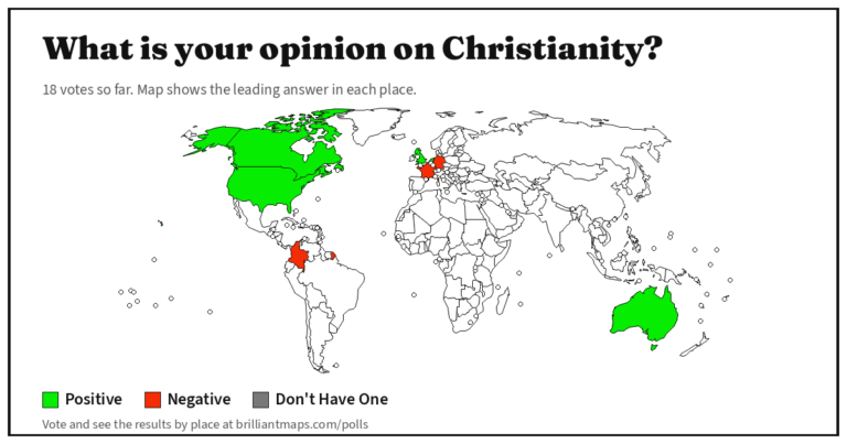 What is your opinion on Christianity? (map poll)