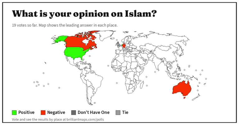 What is your opinion on Islam? (map poll)