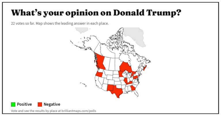 What’s your opinion on Donald Trump? (map poll)