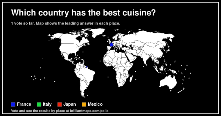 Which country has the best cuisine? (map poll)