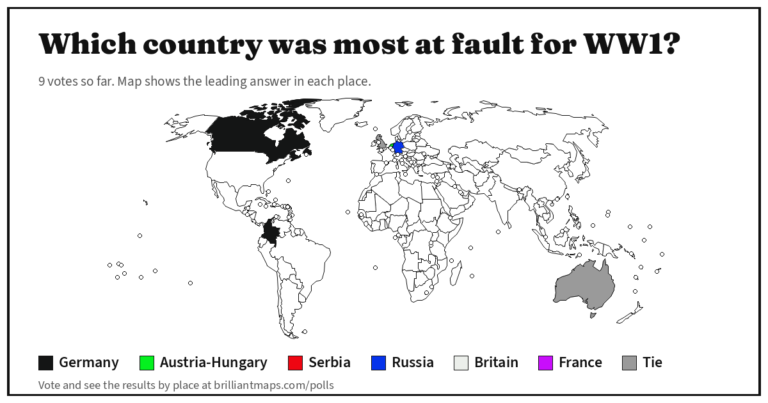 Which country was most at fault for WW1? (map poll)