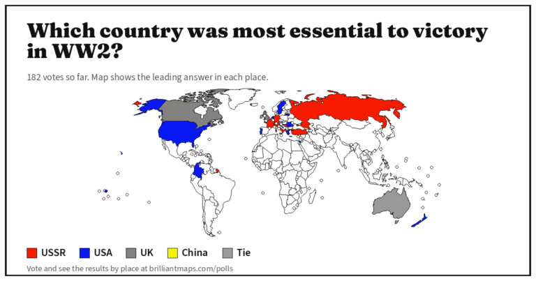 Which country was most essential to victory in WW2? (map poll)