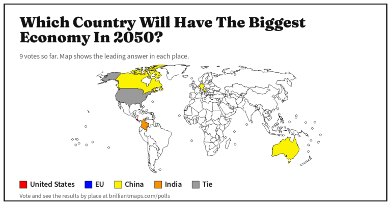 Which Country Will Have The Biggest Economy In 2050? (map poll)
