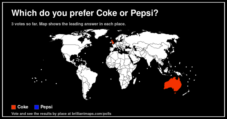 Which do you prefer Coke or Pepsi? (map poll)