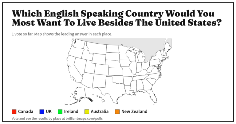 Which English Speaking Country Would You Most Want To Live Besides The United States? (map poll)