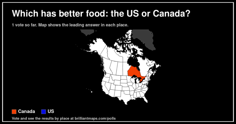 Which has better food: the US or Canada? (map poll)