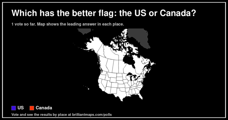 Which has the better flag: the US or Canada? (map poll)