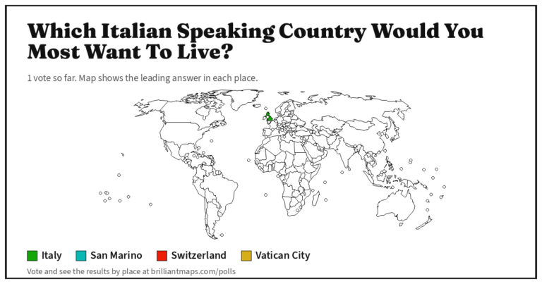 Which Italian Speaking Country Would You Most Want To Live? (map poll)