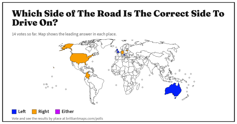 Which Side of The Road Is The Correct Side To Drive On? (map poll)