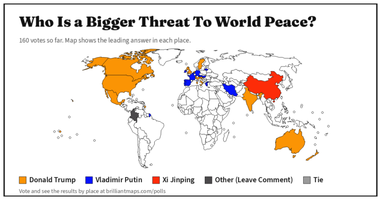 Who Is a Bigger Threat To World Peace? (map poll)