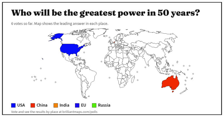 Who will be the greatest power in 50 years? (map poll)