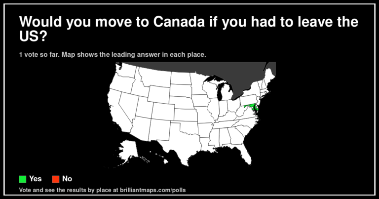 Would you move to Canada if you had to leave the US? (map poll)