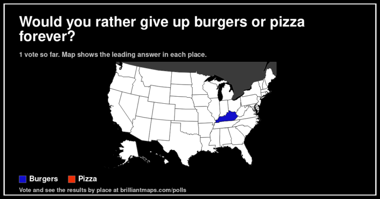 Would you rather give up burgers or pizza forever? (map poll)